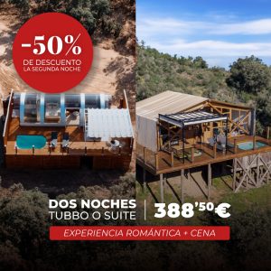 [San Rafael Pack] Tubbo or Suite – 2 nights 2 people, romantic experience + dinner 50%