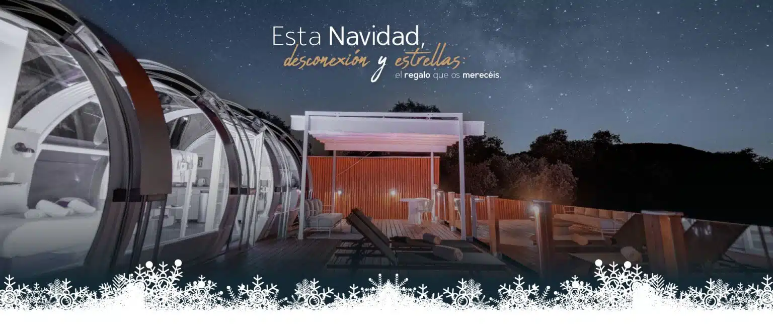 Packs de regalo para Navidad, Regalos para Navidad en pareja, Regalos para Navidad en familia, deas de regalos para Navidad, viajes navideños, regalos de navidad originales, packs navideños, viaje sorpresa, glamping, cabañas en Córdoba, cabañas románticas para parejas Andalucía, glamping cerca de mí, hotel burbuja Andalucía, camping burbuja, casa burbuja, casas burbuja, glamping burbuja, hotel burbuja, hoteles burbuja